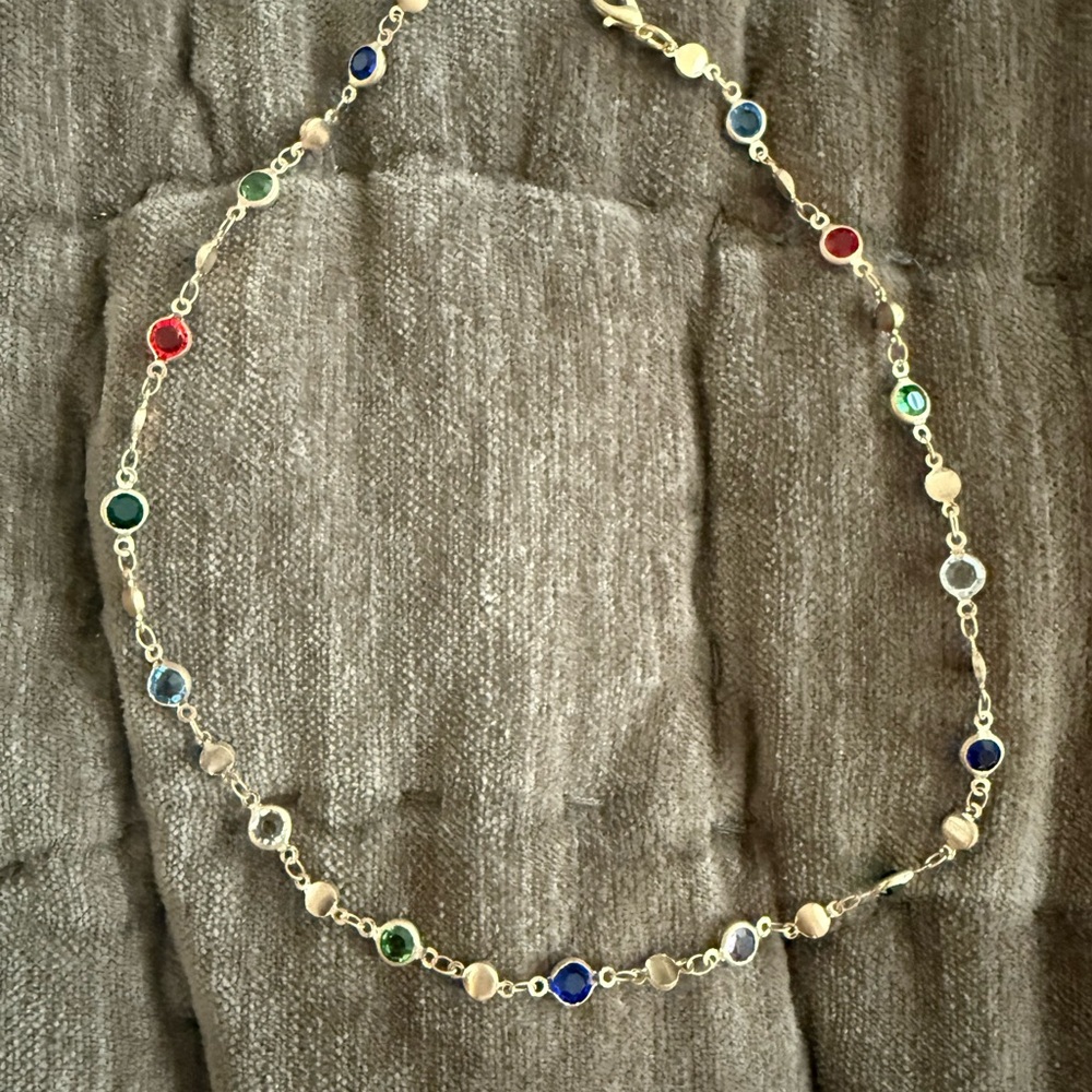 Multicolor Gemstone Station Gd Necklace